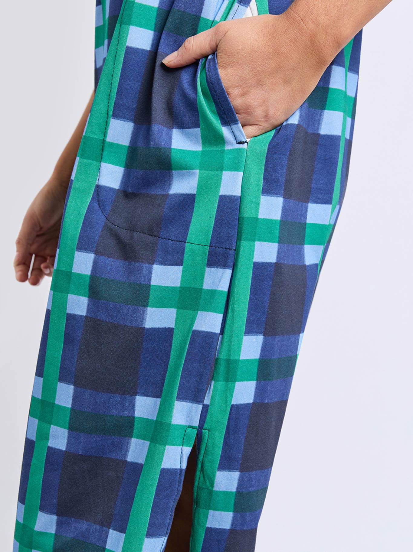 ELM BARI TEE DRESS (Blue Check)
