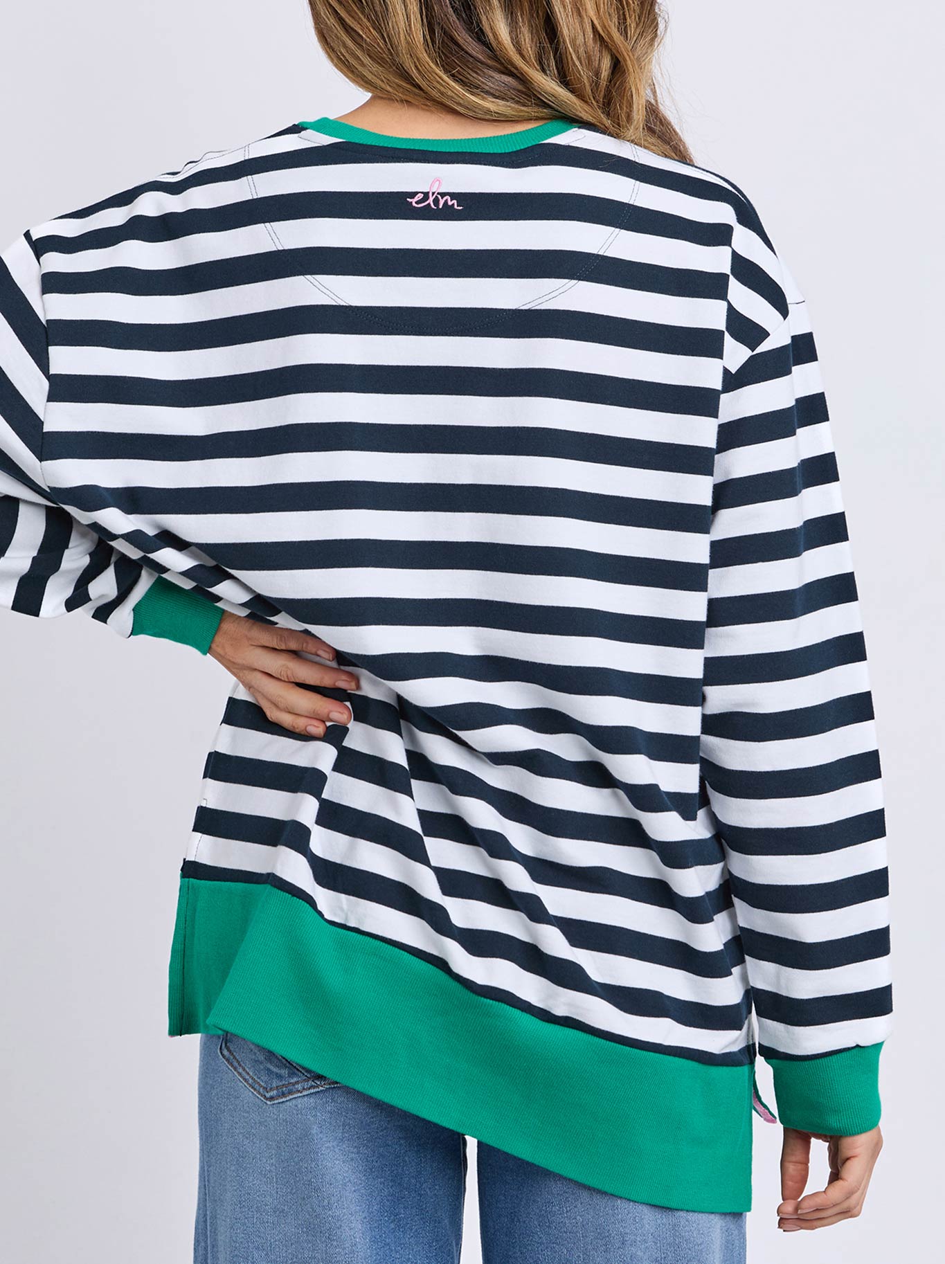 ELM MAPS CREW (Navy White Stripe)