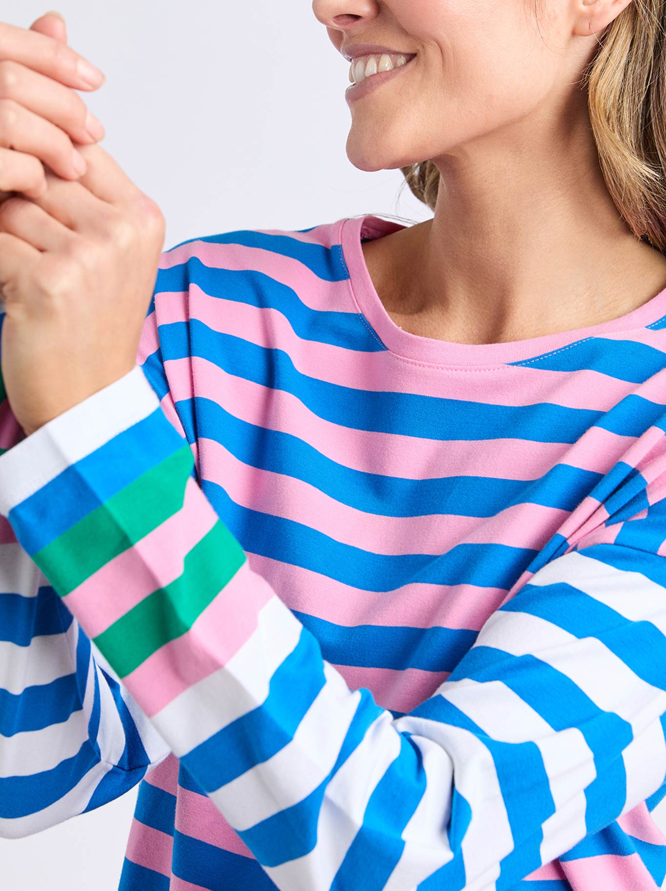 ELM TAFFY STRIPE LONG SLEEVE TEE (Blue Pink)