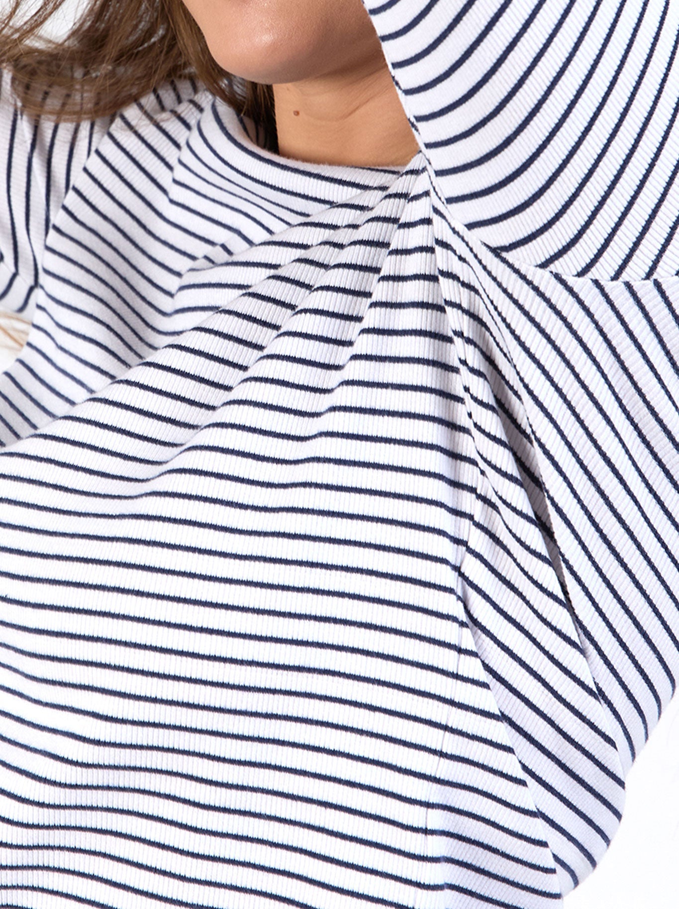 Elm Hayley Rib Long Sleeve Tee (White Navy)