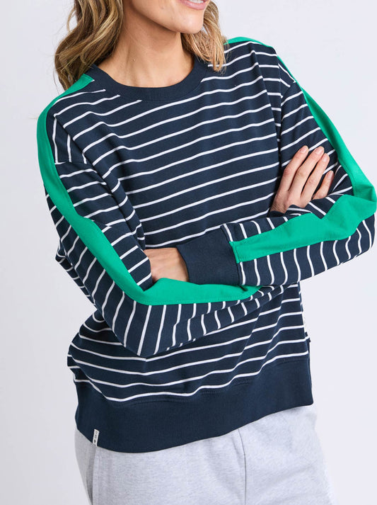 ELM STRIPE SLOANE CREW (Navy White Stripe)