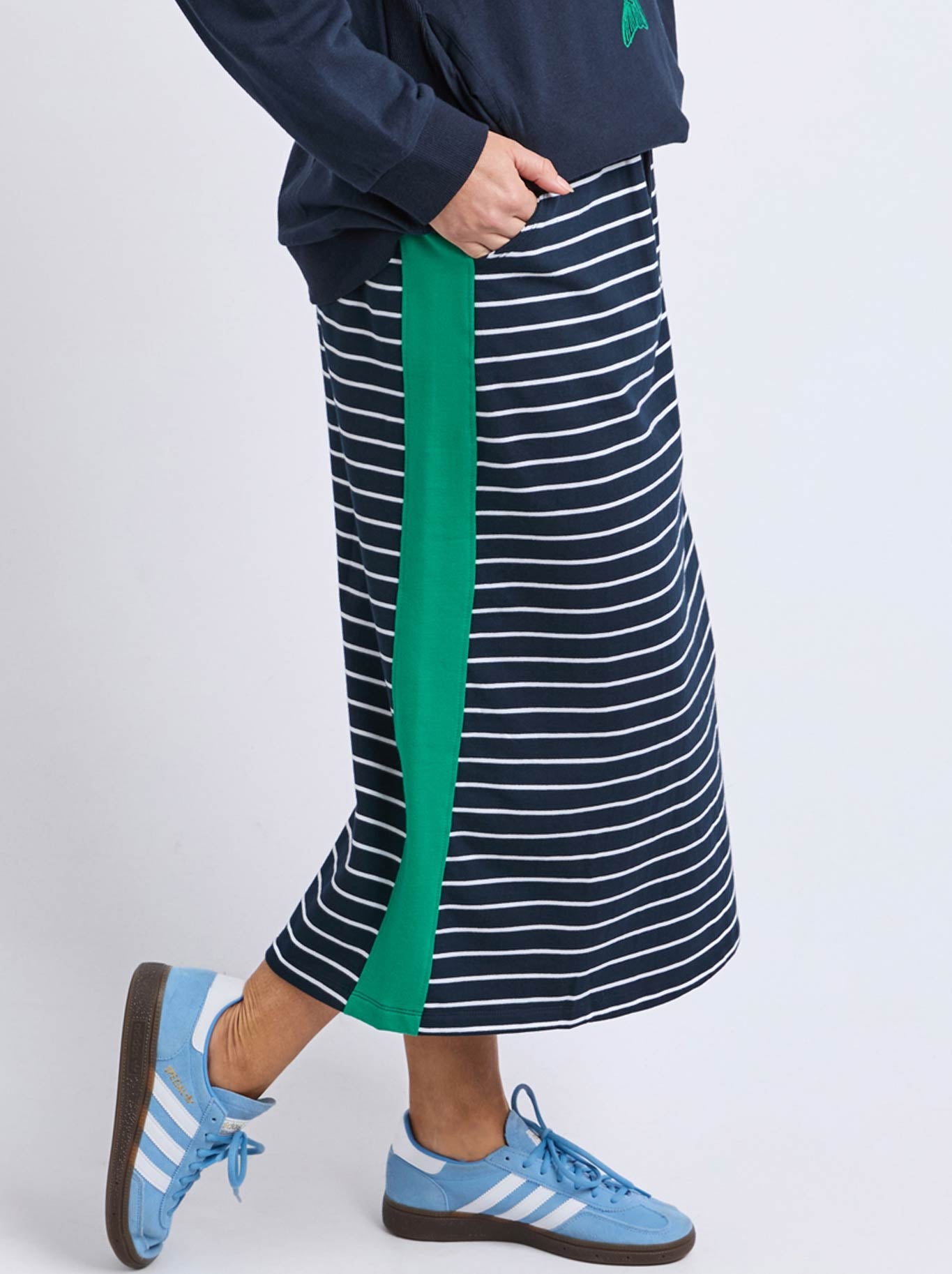 Elm Stripe Sloane Skirt (Navy White Stripe)