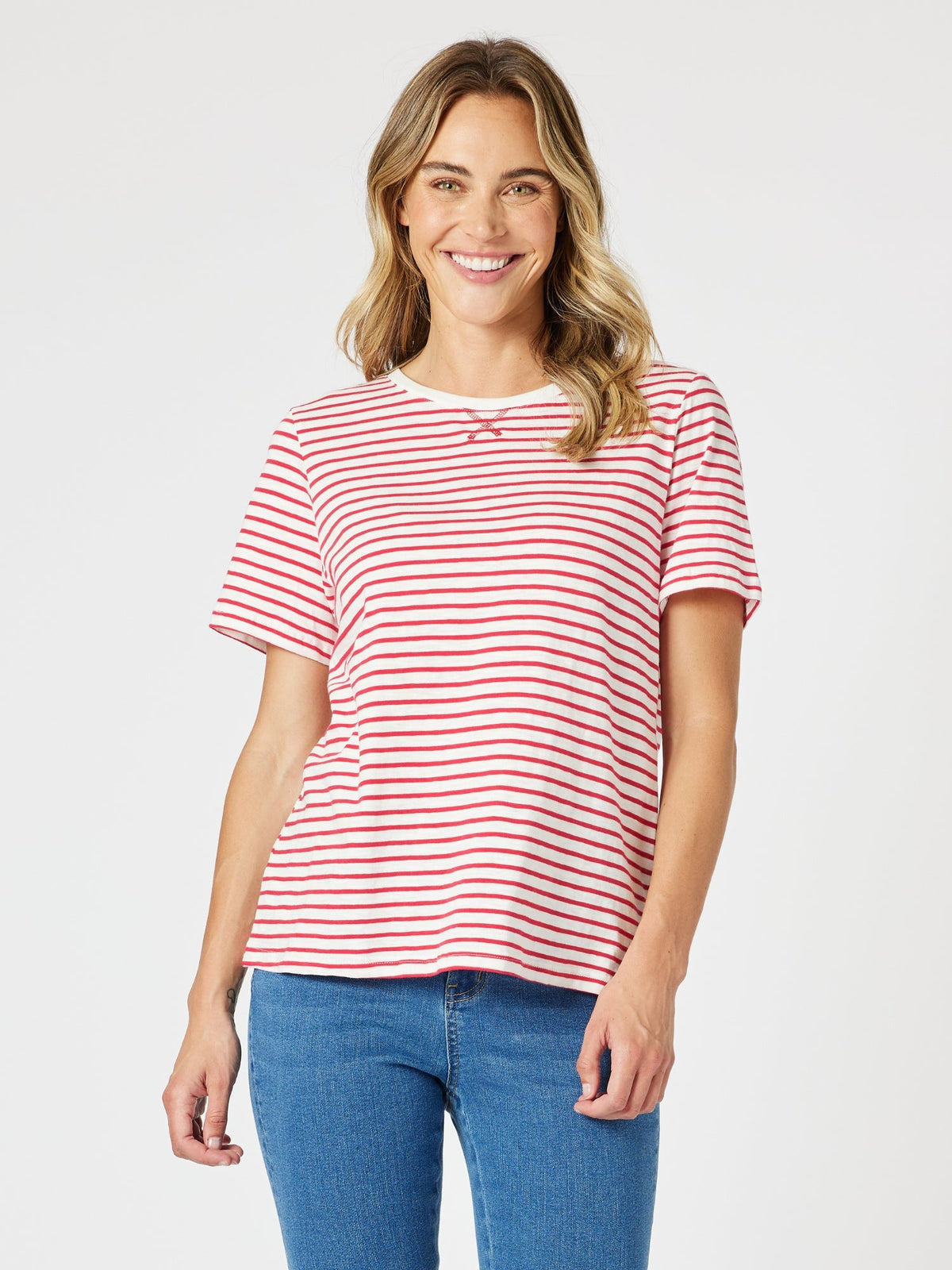 Image of T-Shirts. Product name - Classic Stripe Tee Red/White in Red/White colour by brand - Gordon Smith