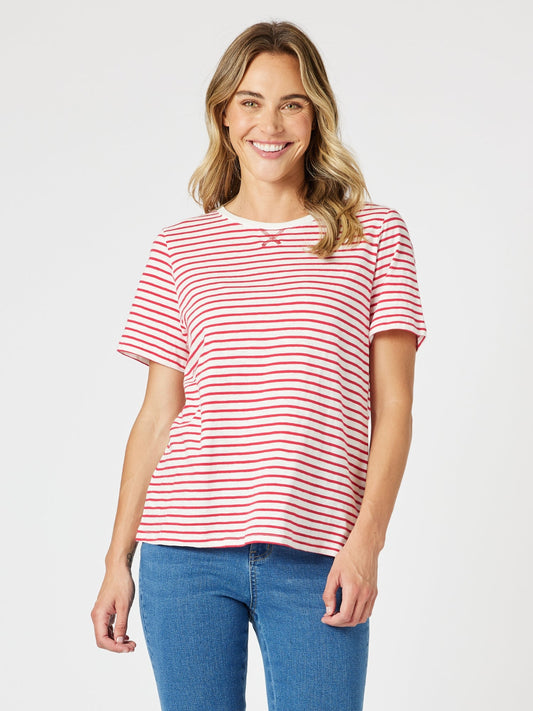 Image of T-Shirts. Product name - Classic Stripe Tee Red/White in Red/White colour by brand - Gordon Smith