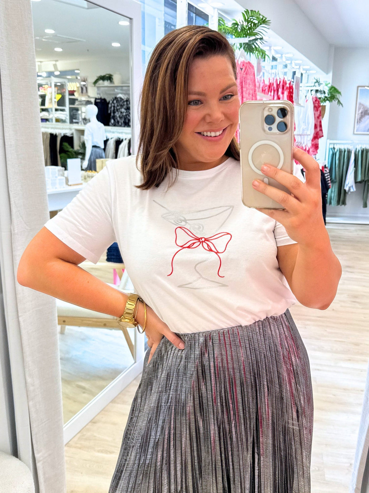 Image of T-Shirts. Product name - Martini Print Tee White in White colour by brand - Threadz