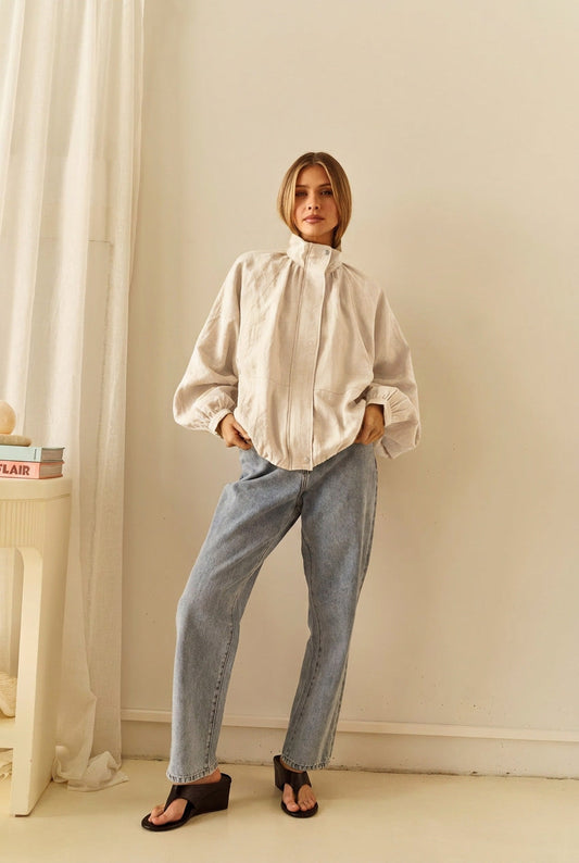 Sass Clothing Emma Batwing Bomber (Cream)