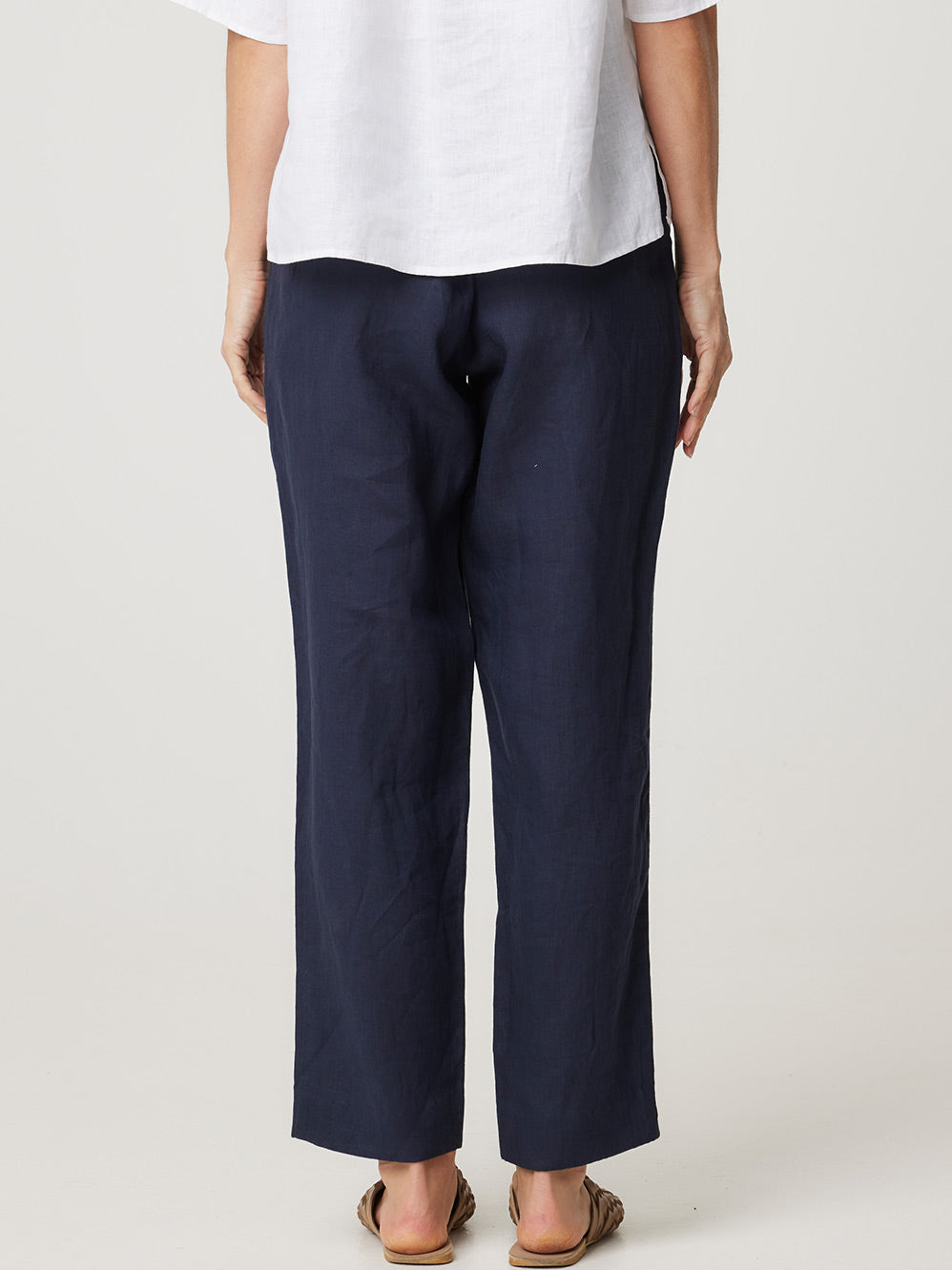 ENNI LINEN STRAIGHT LEG PANT (Navy)