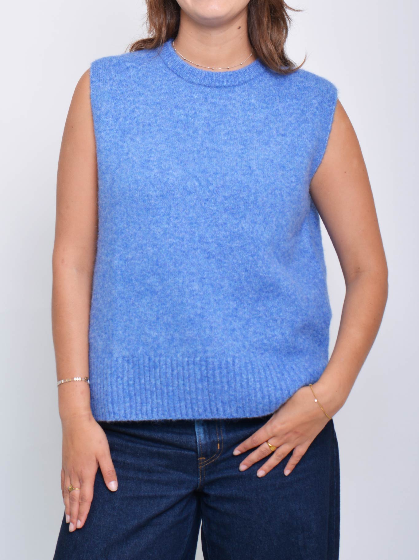 Image of Coats & Jackets. Product name - Enni Alpaca Vest in Blue colour by brand - Enni
