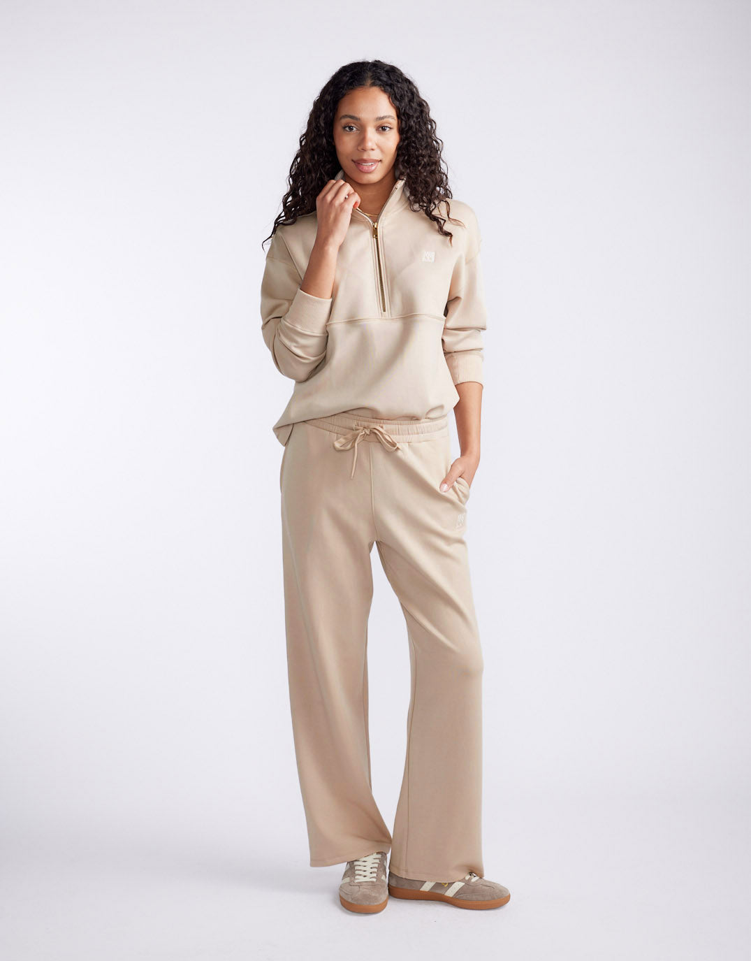 White & Co. Escape Super Soft Half Zip Top (Stone)