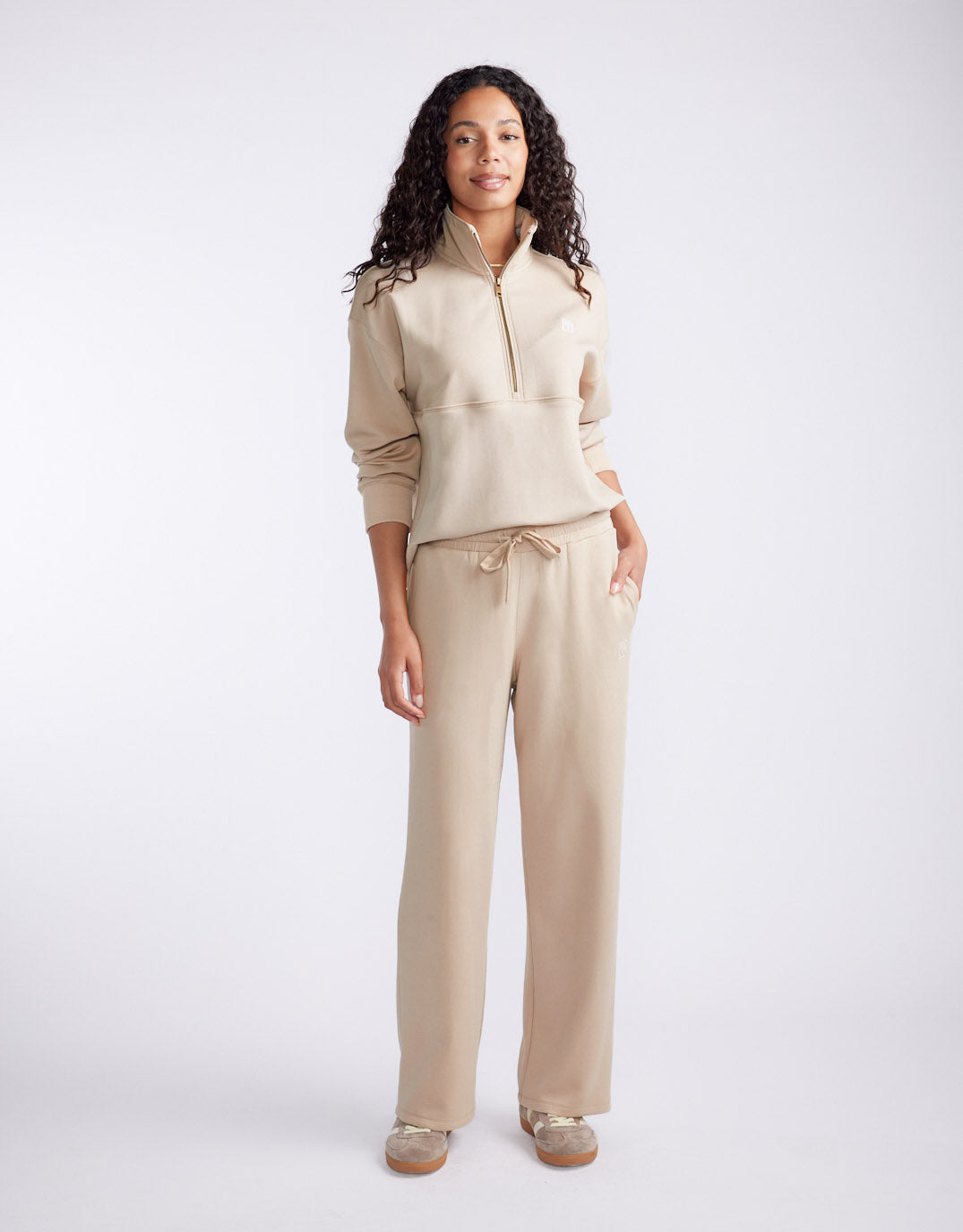 White & Co. Escape Super Soft Half Zip Top (Stone)