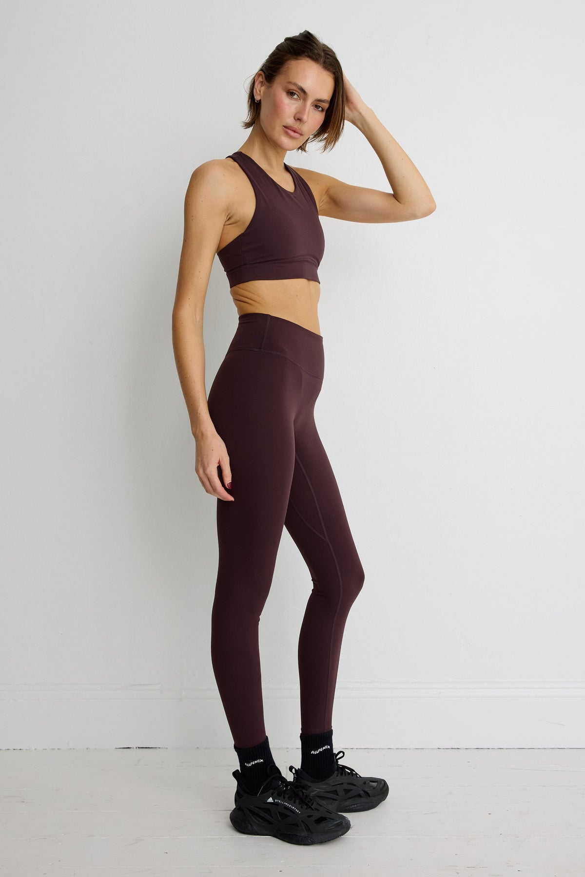 NEW ALLFENIX CloudCore High Neck Racer Sports Bra (Espresso)