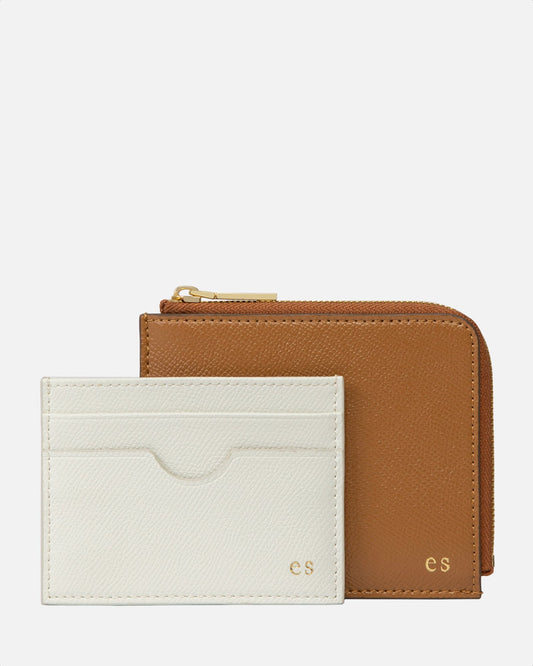 Image of Wallets & Money Clips. Productname: The Daily Edited Essentials Zip Wallet Rich Tan with Pure White in White colour by brand - The Daily Edited