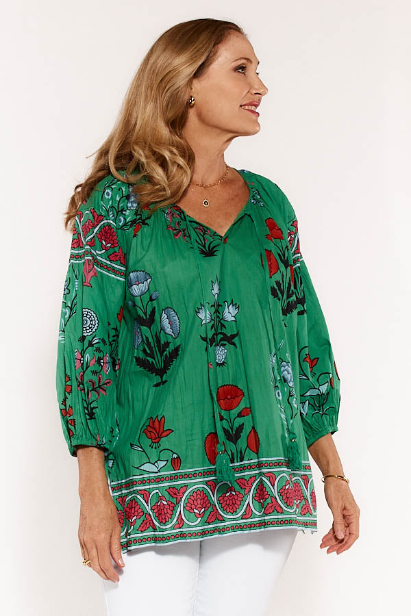 Image of a model wearing Tops. Product name - LulaLife Marcoola Top Sea in Exclusive colour by brand - Lulalife
