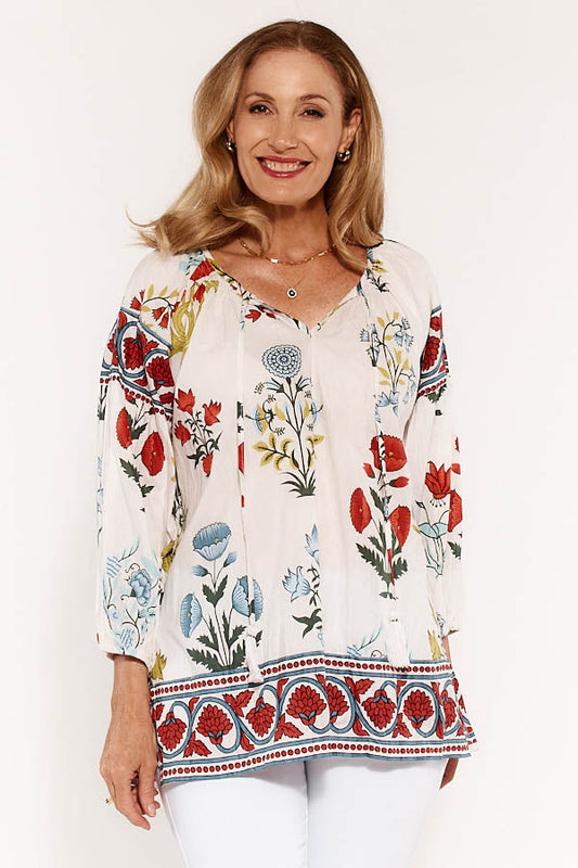 Image of a model wearing Tops. Productname: LulaLife Marcoola Top White in White colour by brand - Lulalife