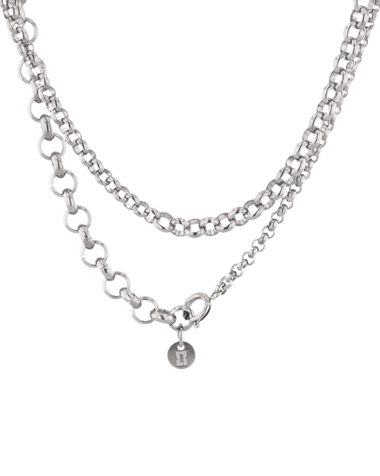Image of Necklaces. Product name - Echo Lariat Silver Chain Necklace in colour by brand - LAVANA