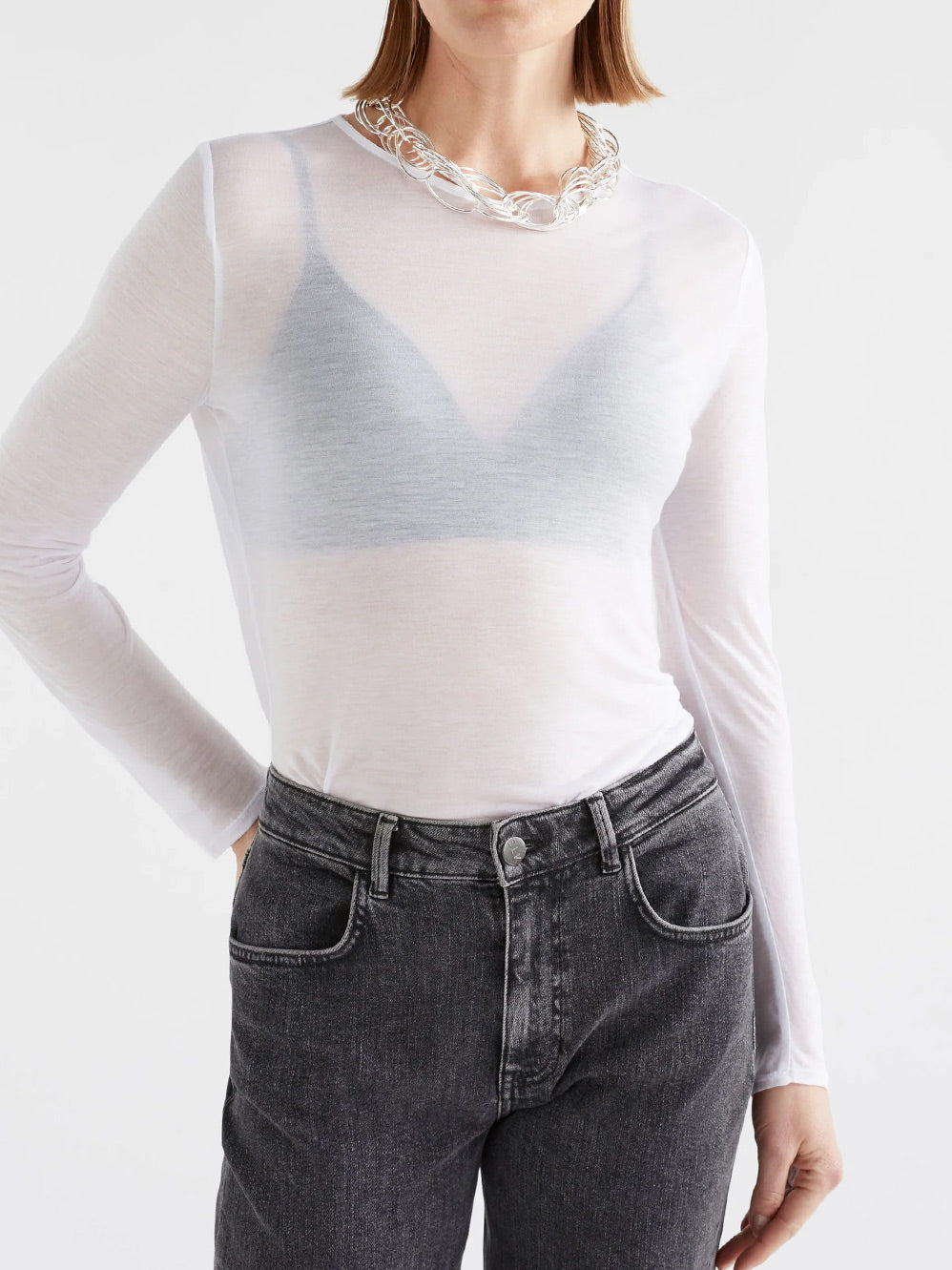 ELK SHEER LONG SLEEVE T-SHIRT (White)