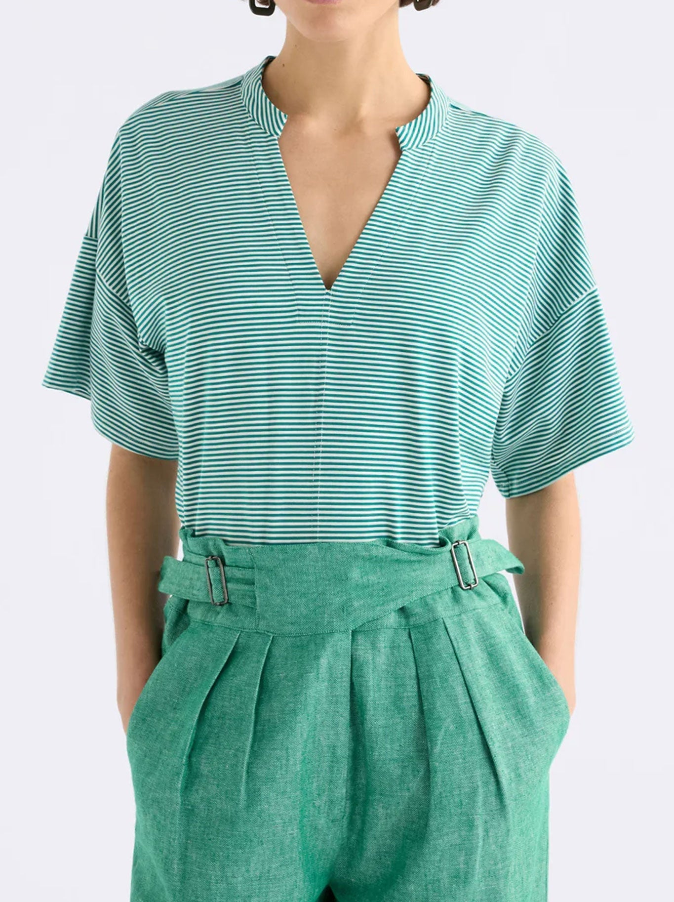 Image of Shirts. Productname: ELK EVVE T SHIRT in Bright Teal/White colour by brand - Elk