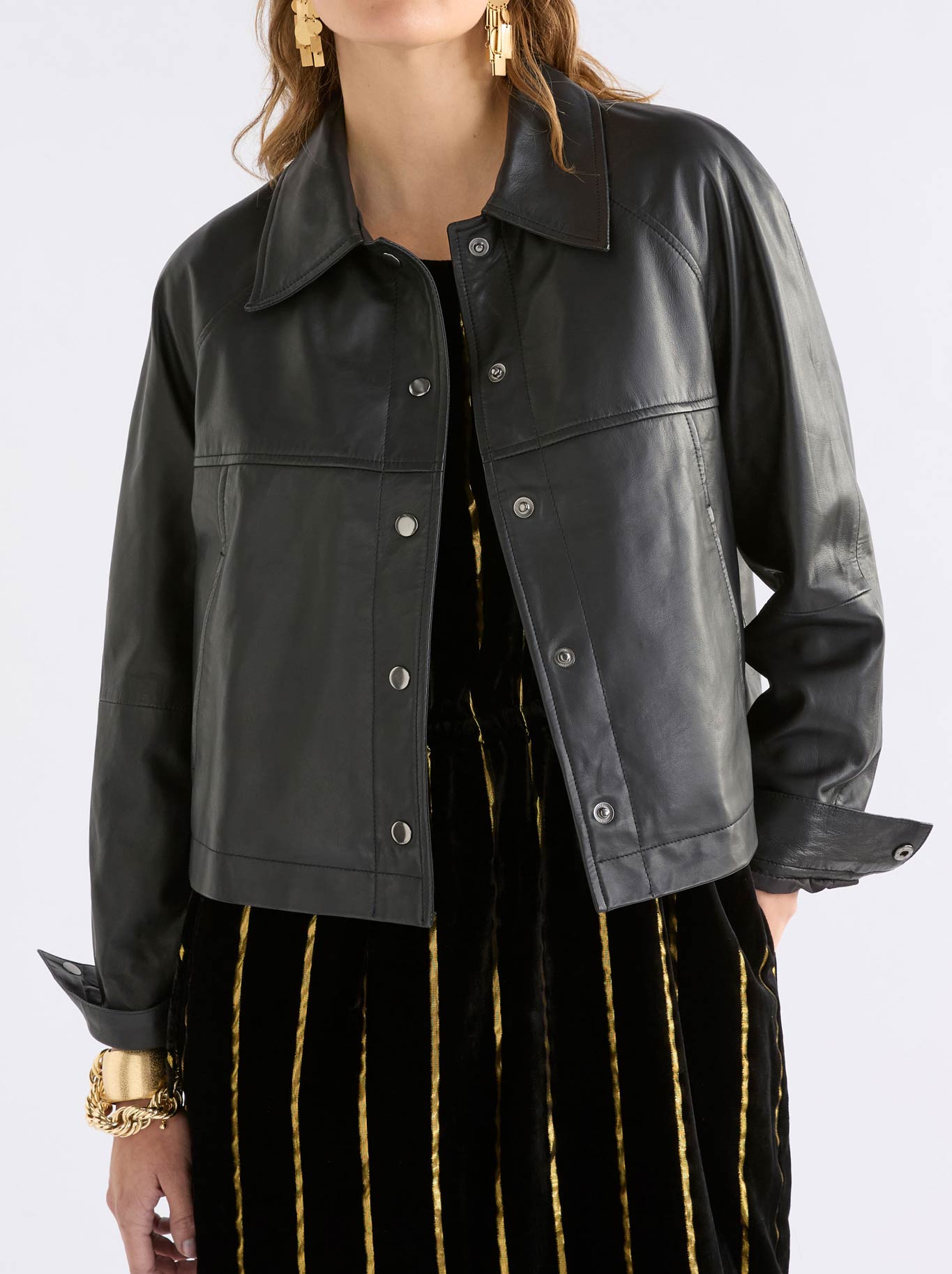 Image of Coats & Jackets. Productname: Elk Nahka Leather Jacket in Black colour by brand - Elk