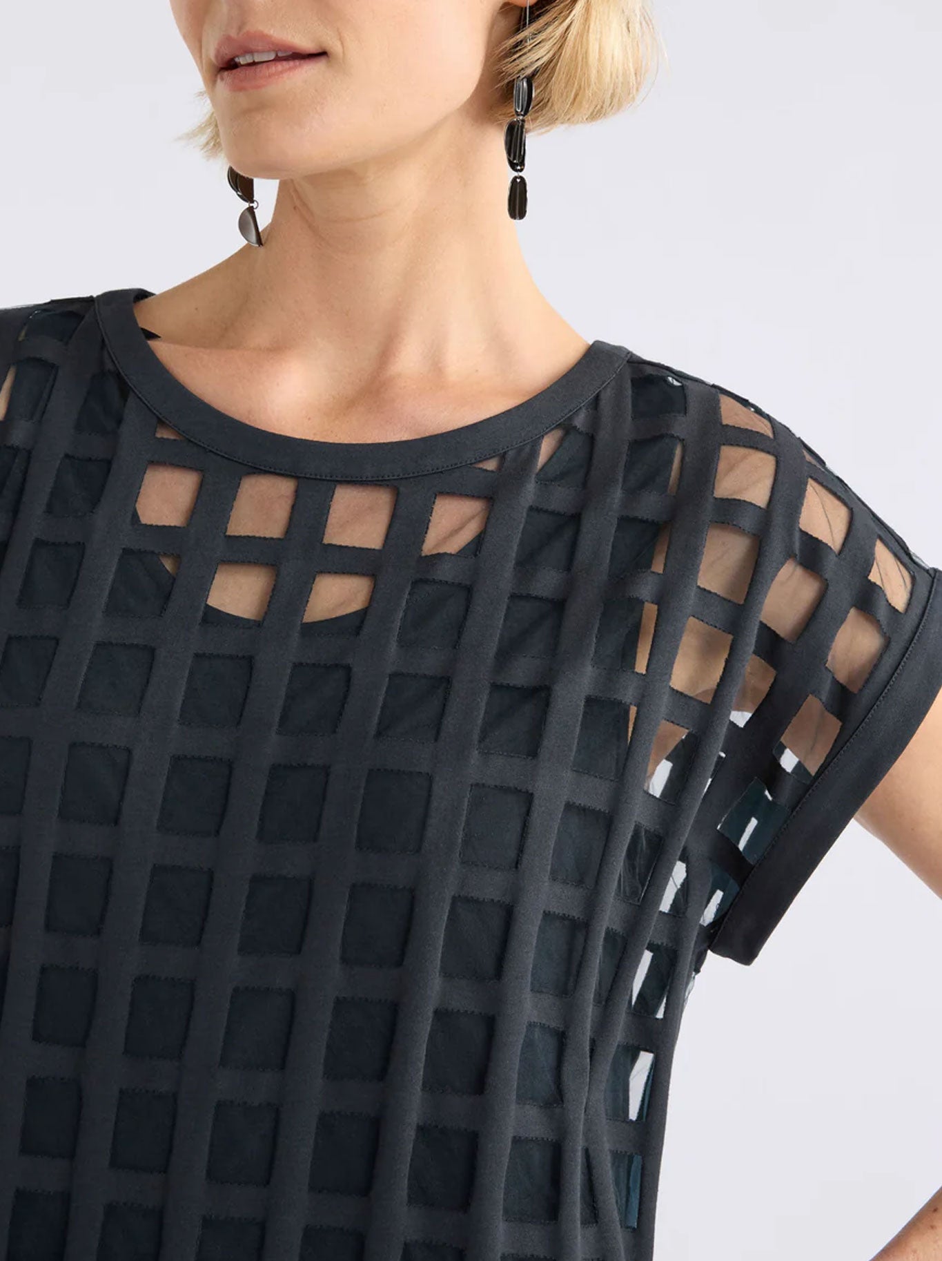 Elk Grid Burnout Midi Dress (Space Blue)