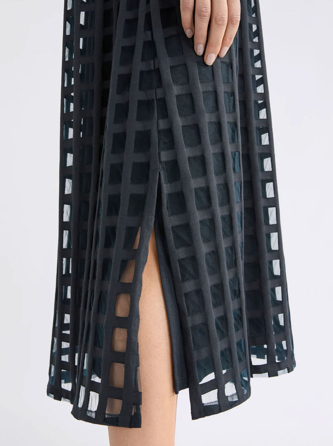 Elk Grid Burnout Midi Dress (Space Blue)