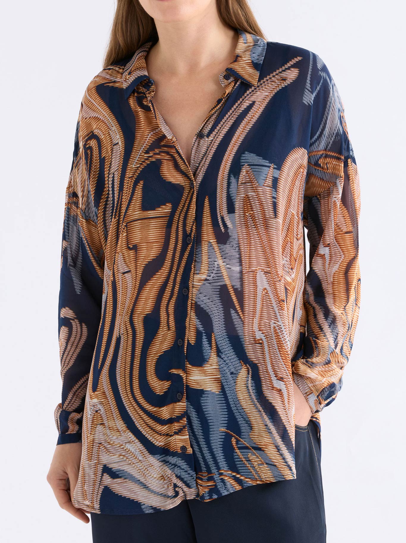 Image of Shirts. Product name - Elk Eir Sheer Shirt in Brandr Print colour by brand - Elk