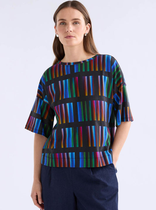 Image of a model wearing Tops. Product name - Elk Kepa Top in Steg Print colour by brand - Elk
