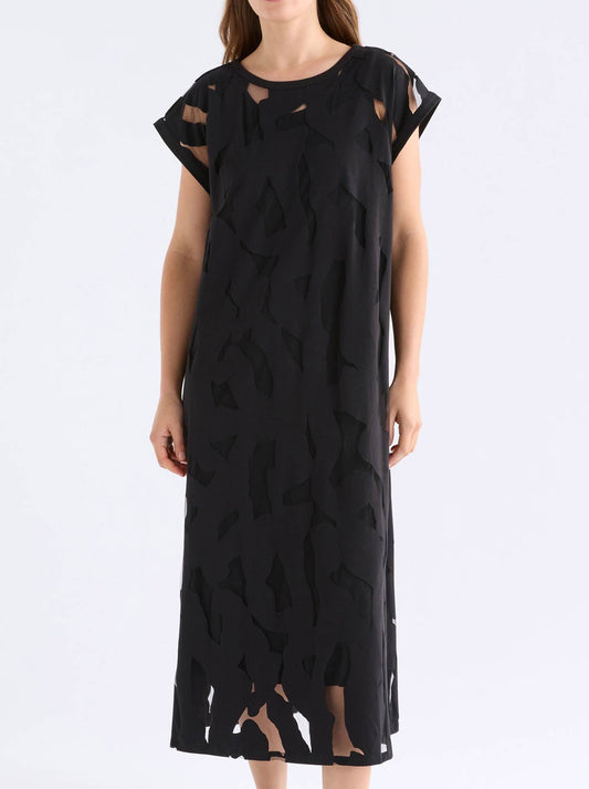 Image of Dresses. Product name - Elk Varr Burnout Dress in Black colour by brand - Elk