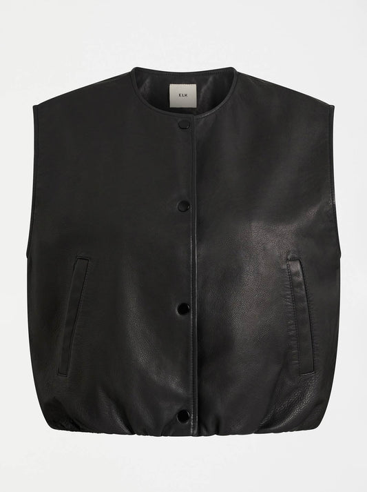 Elk Striind Leather Vest (Black)