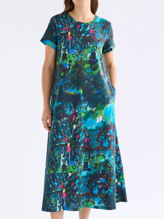 Image of Dresses. Product name - Elk Haki Dress in Landskap Night colour by brand - Elk