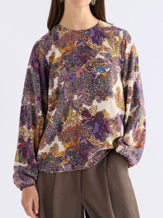 Image of a model wearing Tops. Product name - Elk Elsen Top in Lantis Print colour by brand - Elk