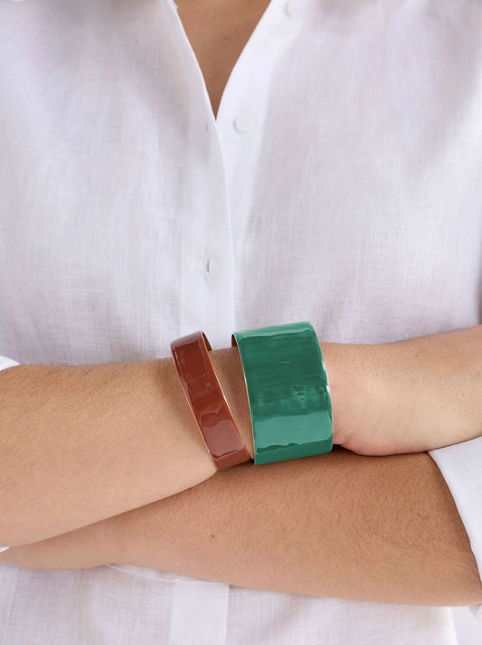 Elk Innfellt Wide Bangle (Milan Green)