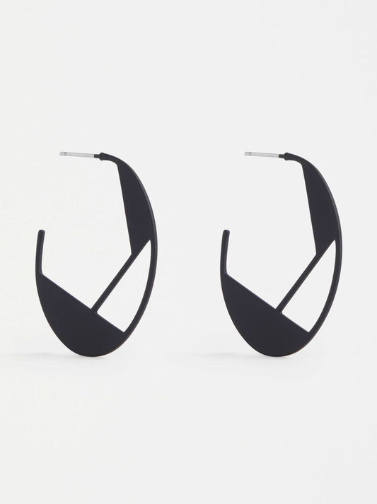 Image of Earrings. Product name - ELK NURI HOOP EARRING in Black colour by brand - Elk