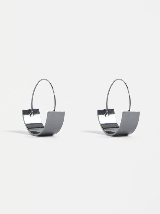 Image of Earrings. Product name - Elk Tona Small Hoop Earring in Gunmetal colour by brand - Elk