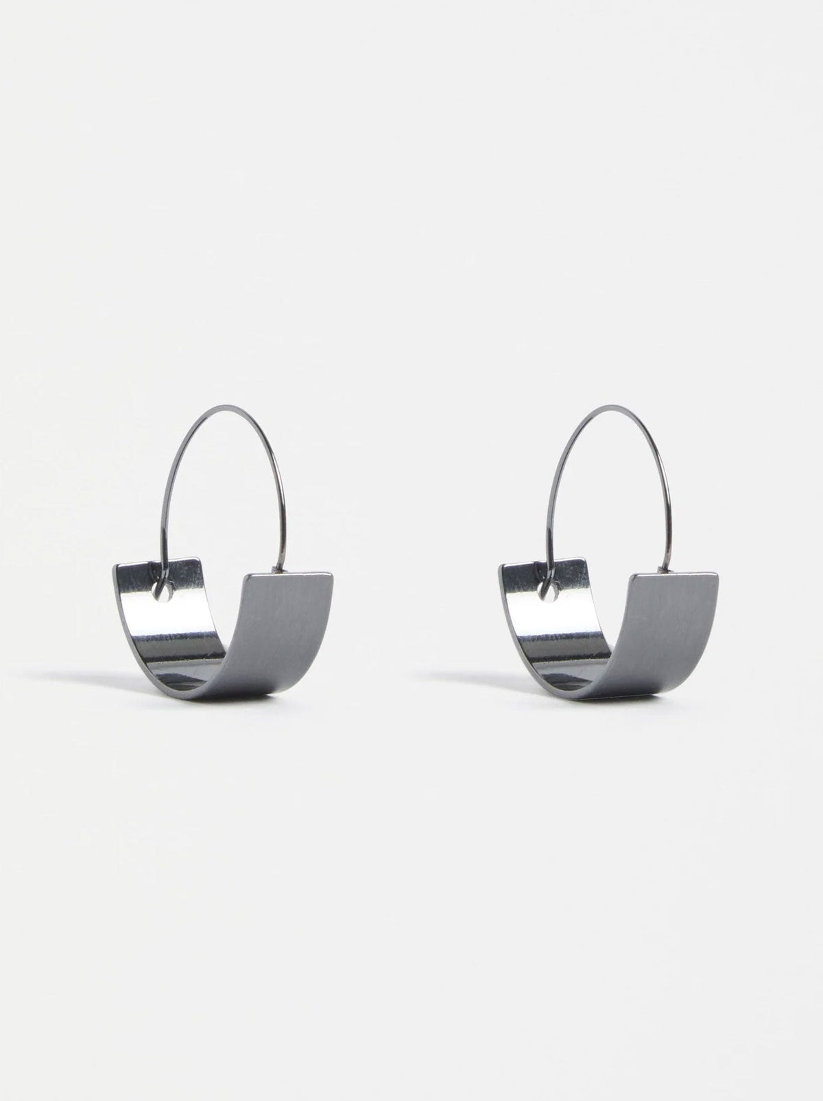 Image of Earrings. Product name - Elk Tona Small Hoop Earring in Gunmetal colour by brand - Elk