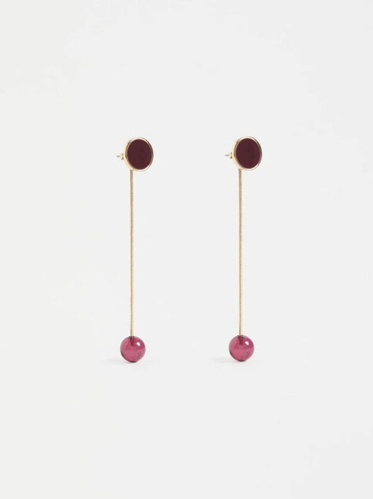 Image of Earrings. Product name - ELK LASPAR LONG DROP EARRING in Merlot colour by brand - Elk