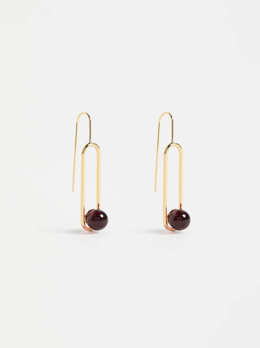 Image of Earrings. Product name - ELK LASPAR HOOK EARRING in Merlot colour by brand - Elk