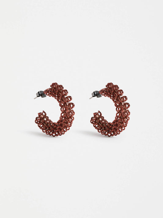 Image of Earrings. Product name - Elk Klippan Hoop Earring in Espresso colour by brand - Elk