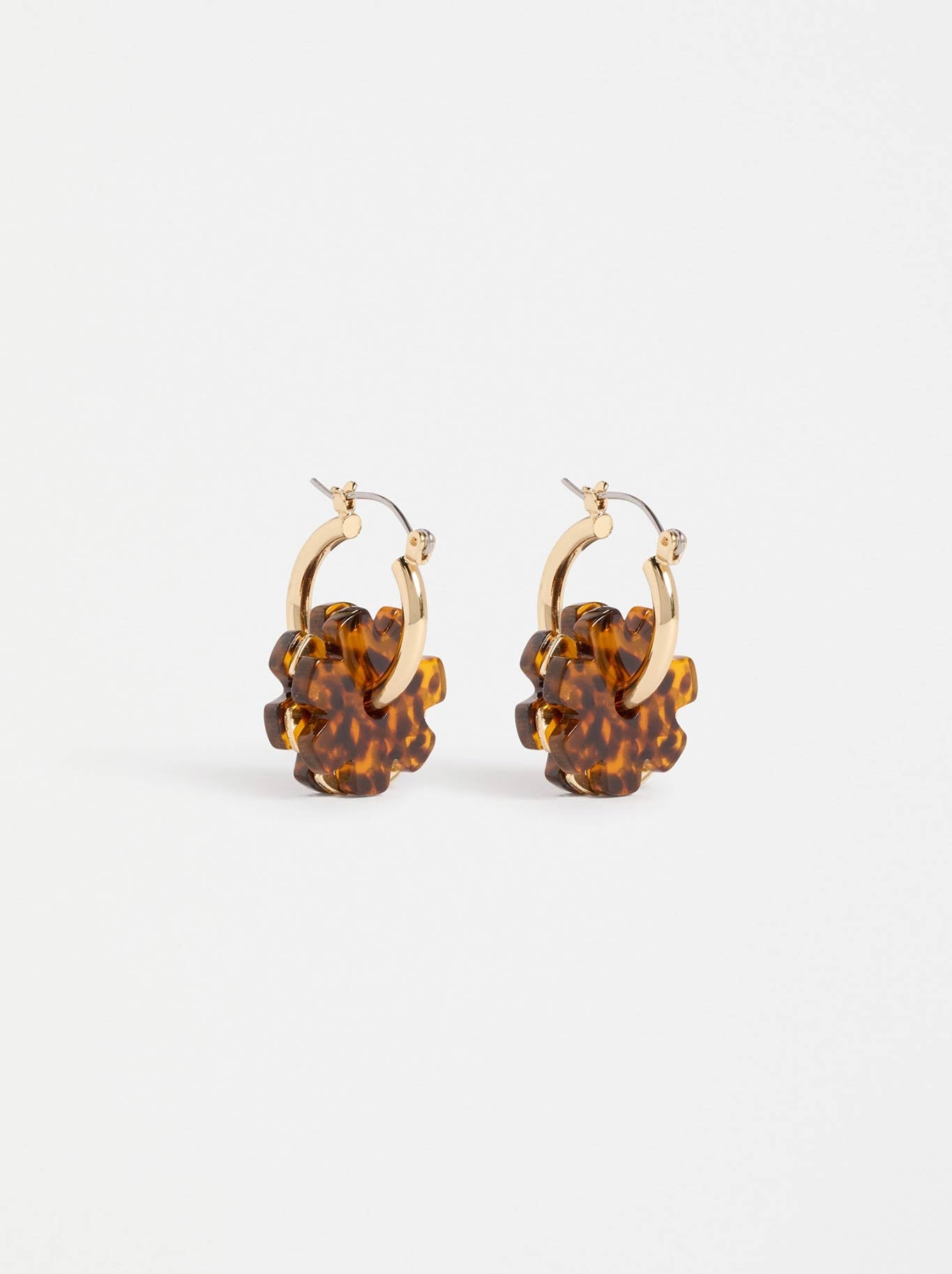 Image of Earrings. Product name - Elk Flakkrin Hoop Earring in Tortoiseshell Speck colour by brand - Elk