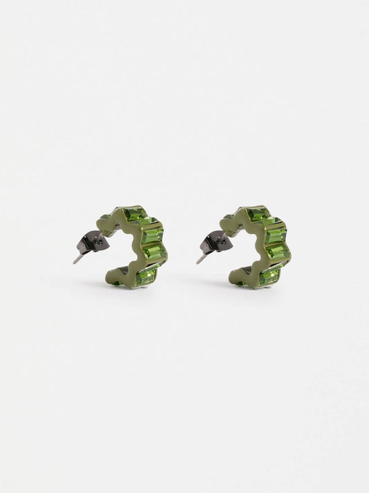 Image of Jewelry. Product name - Elk Jolle Mini Hoop in Artichoke colour by brand - Elk