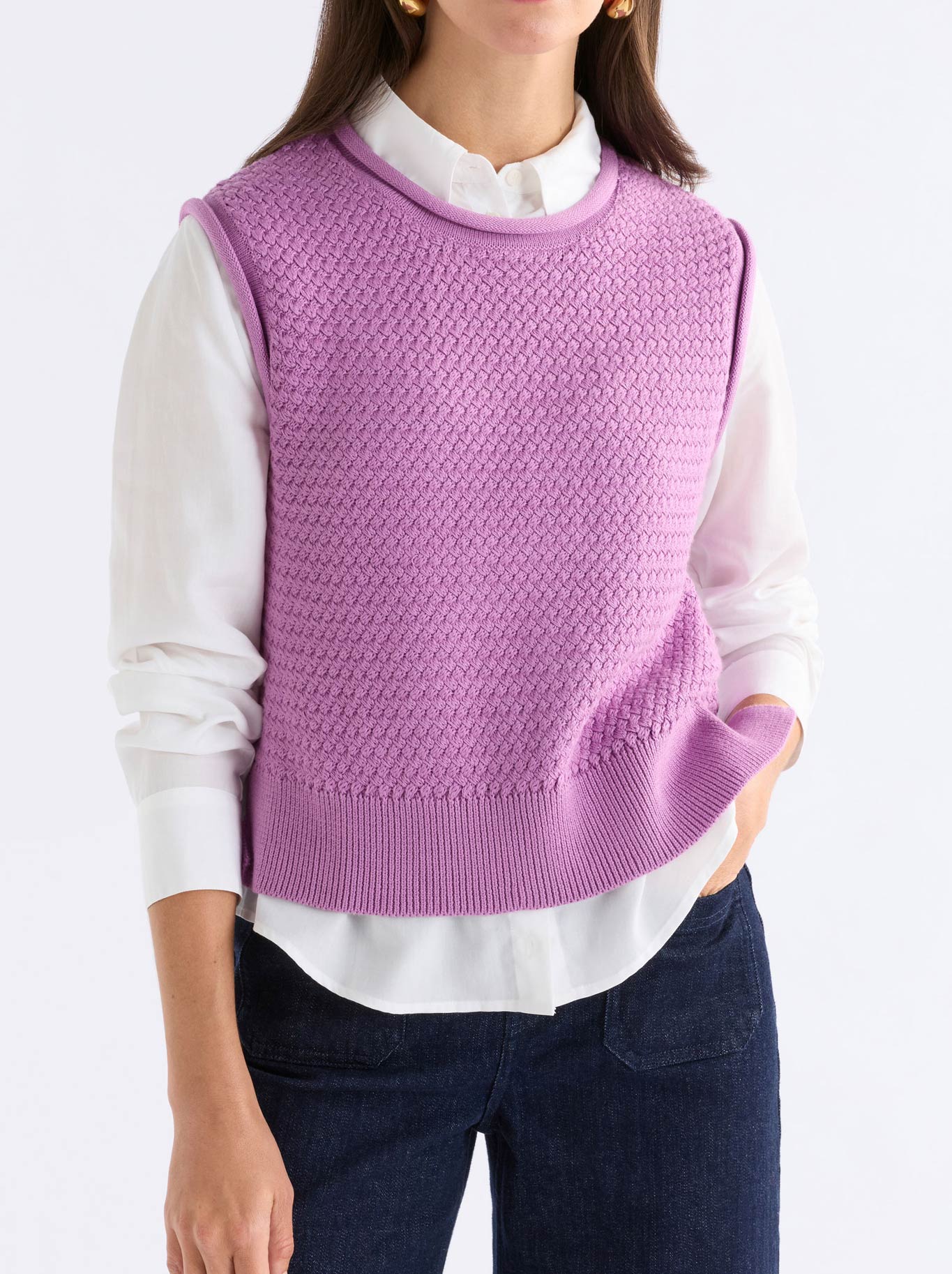 Image of Coats & Jackets. Product name - Elk Naya Knit Vest in Violet colour by brand - Elk