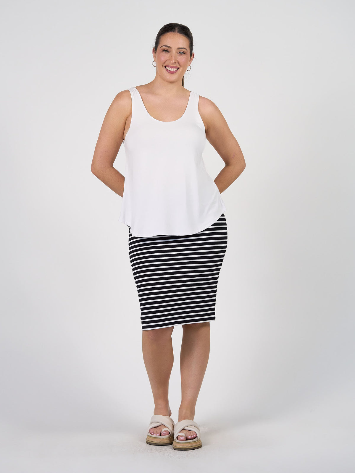 Lou Lou Ellie Sleeveless Bamboo Singlet Top (White)