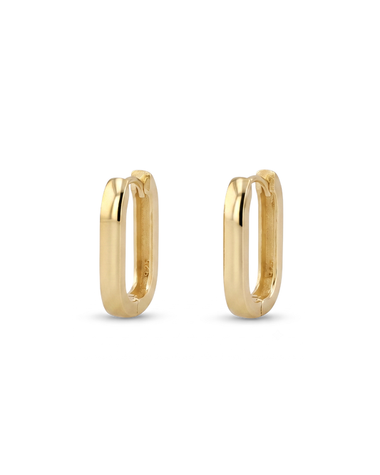 Image of Earrings. Product name - Ellipse Gold Hoop Earrings in colour by brand - LAVANA