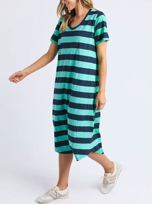 Elm Mercury Stripe Dress (Blue Green)