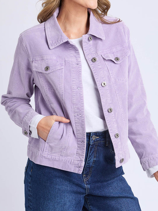 Image of Coats & Jackets. Product name - Elm Fleur Cord Jacket in Lilac colour by brand - Elm