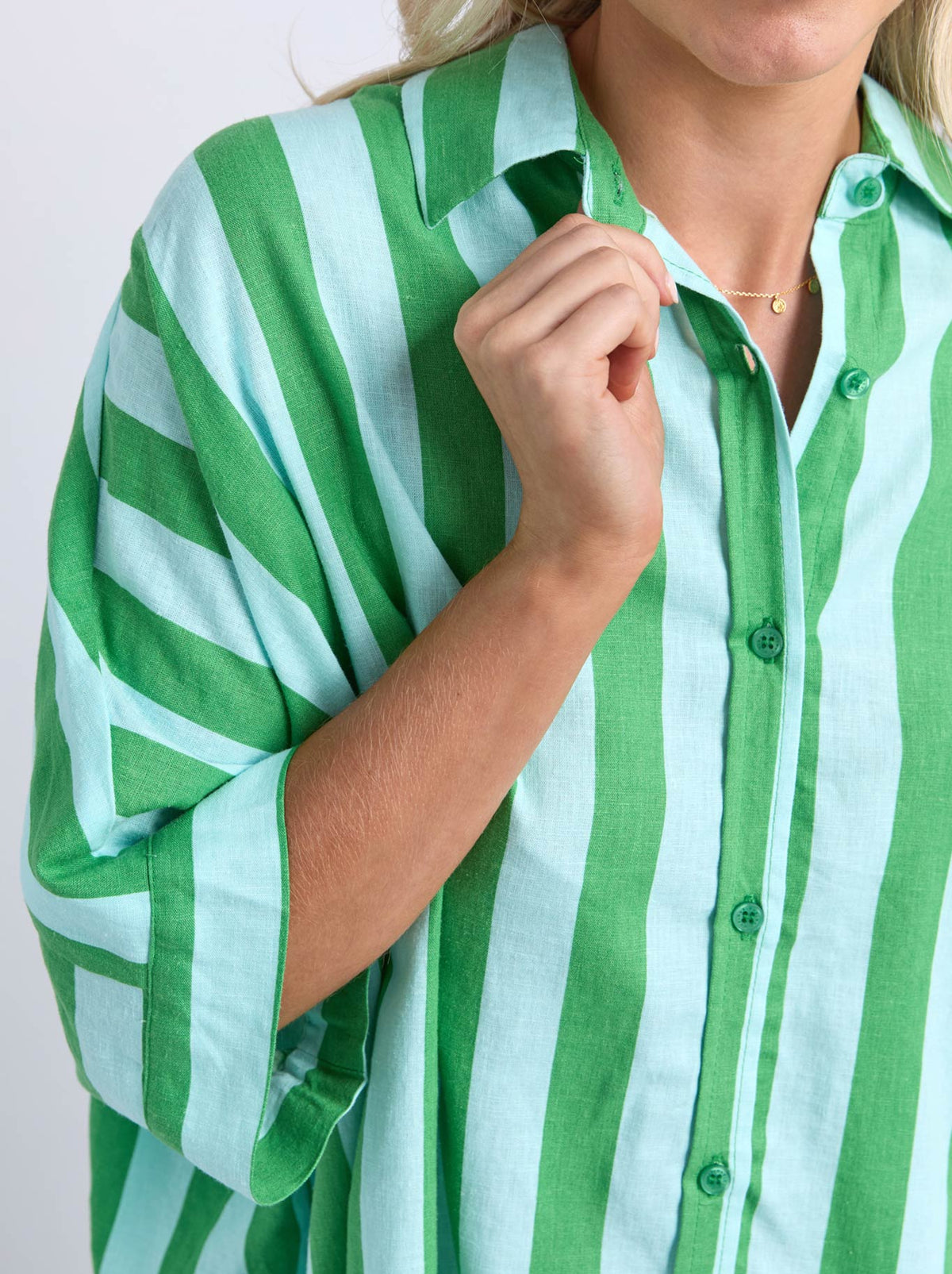 ELM PALERMO STRIPE SHIRT (Green Briar/Tblue)