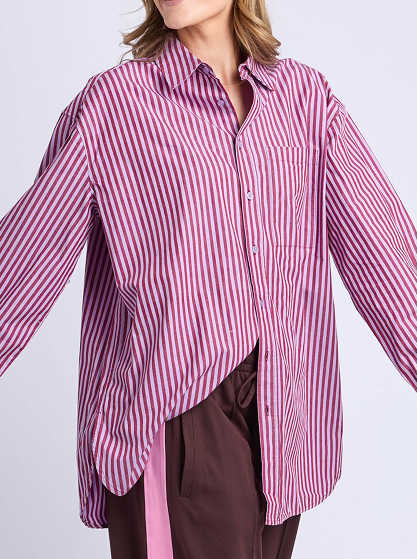 Elm Lila Stripe Shirt (Maroon/Lilac)