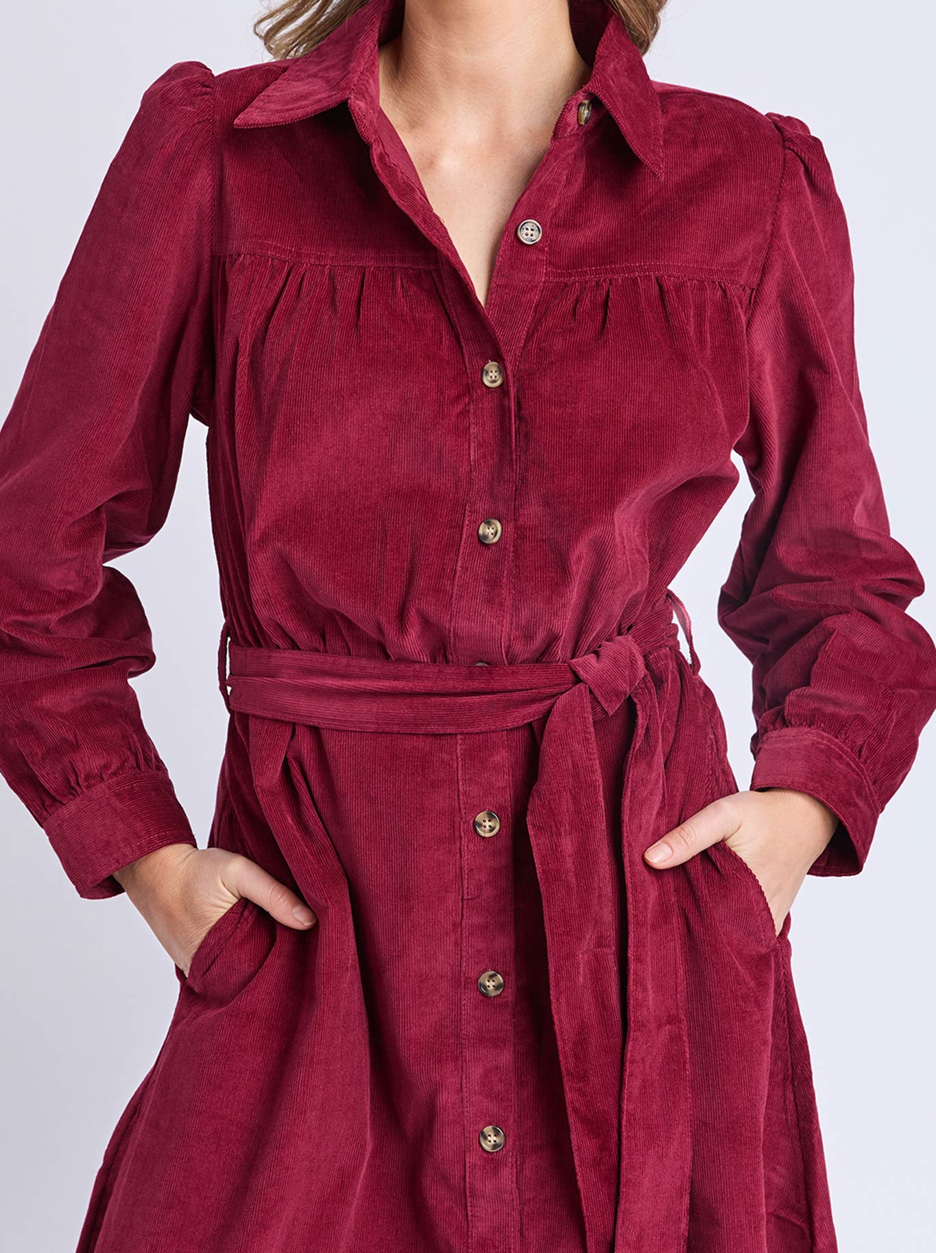 Elm Serena Cord Dress (Maroon)