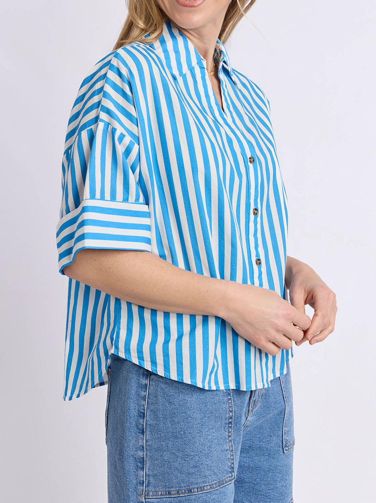 Elm Striped Holiday Shirt (Azure White)