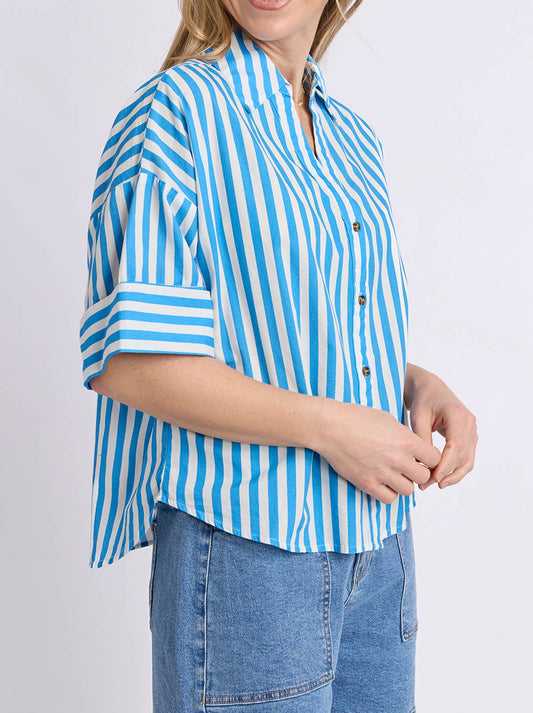 Elm Striped Holiday Shirt (Azure White)