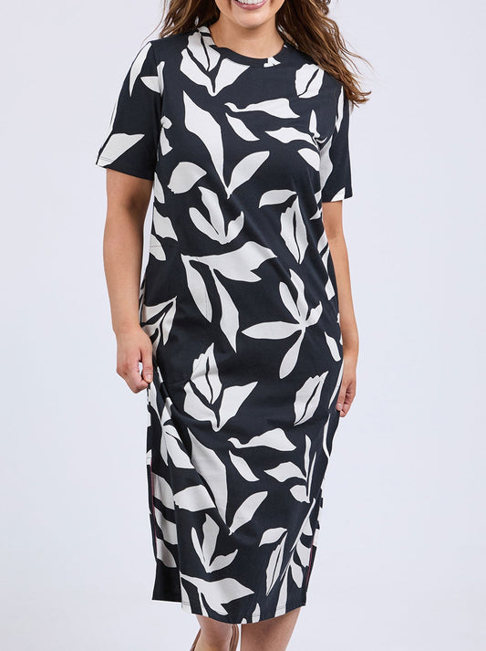 Image of Dresses. Productname: ELM MIMOSA TEE DRESS in Black Print colour by brand - Elm